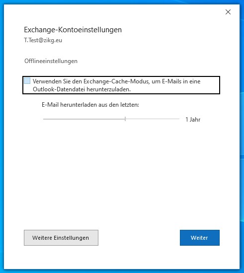 Den Haken für die Offlineeinstellungen entfernen.